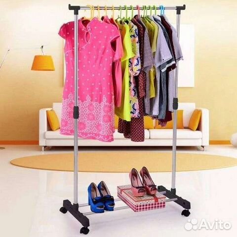 Напольная передвижная вешалка для одежды одинарная