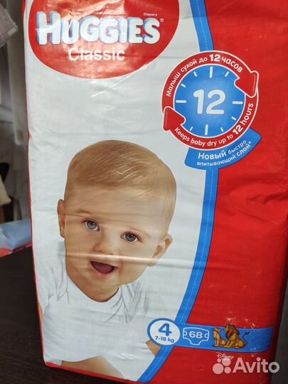 Подгузники Huggies Классик 4 (7-18кг) 68шт