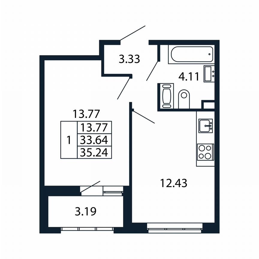 1-к. квартира, 36,8 м², 10/12 эт.