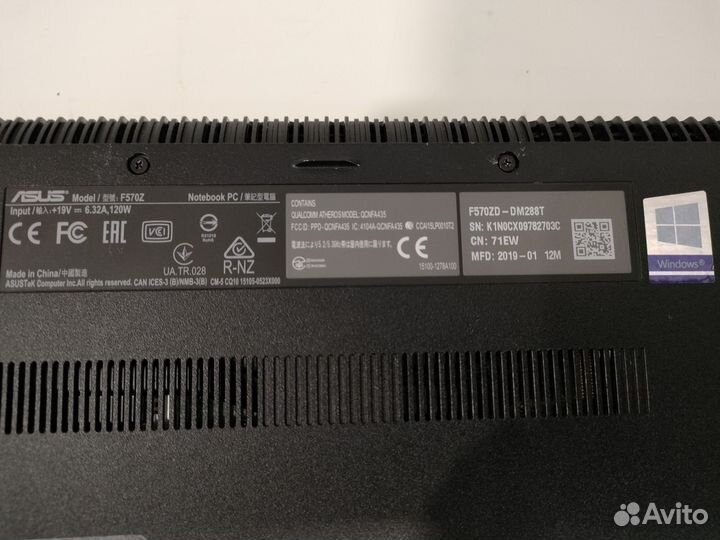 Asus f570z (Ryzen 5/12gb/SSD 128+hdd 1tb/gtx1050