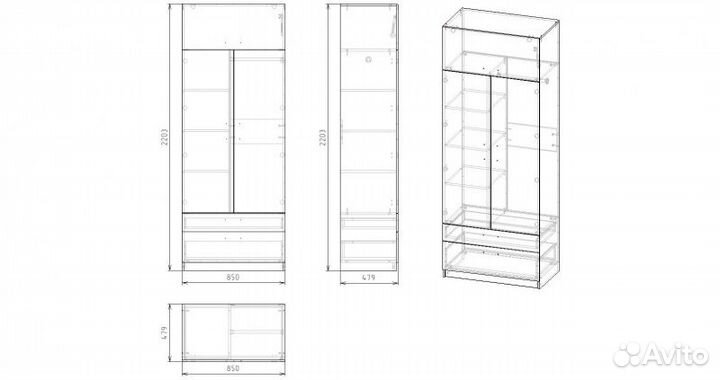Шкаф коллекции Твой Стиль (дуб каньон+белый)