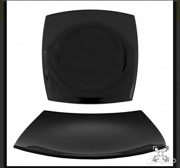 Тарелки квадратные черные 27 х 27 см, стекло