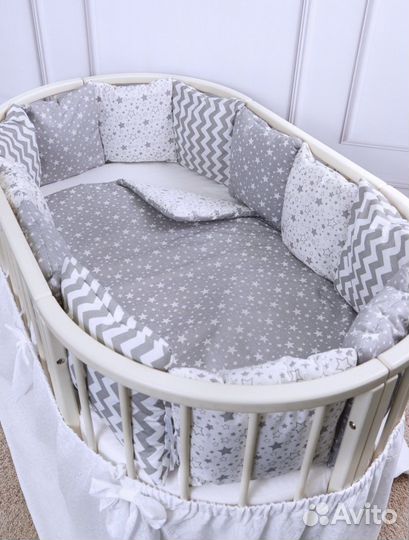 Бортики в детскую кроватку с комплектом белья