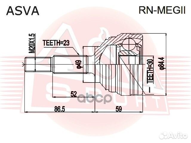 ШРУС наружный 30X49X23 RN-megii asva