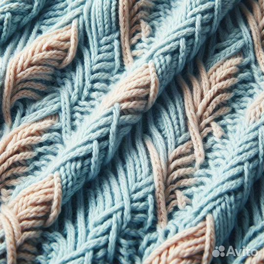 Пуховик с вязаным принтом