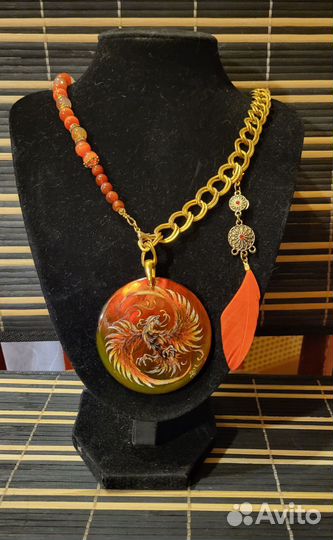 Колье огненный Финист Миниатюрная роспись