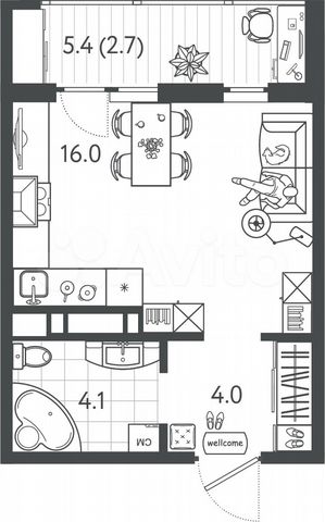 Квартира-студия, 26,8 м², 9/24 эт.