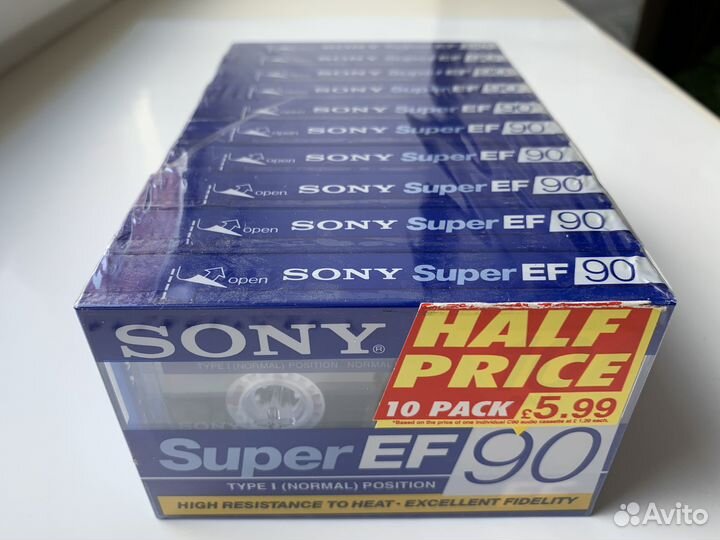 Аудиокассеты Sony Super EF90, 1992, 10 шт, NEW