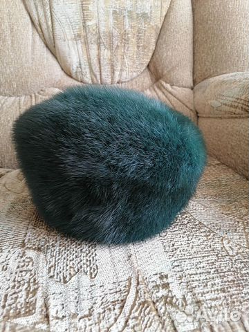 Шапка меховая зимняя женская норковая зеленая