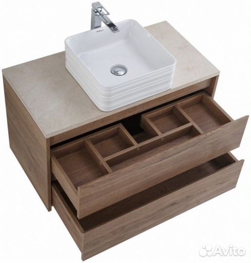 Тумба со столешницей и раковиной BelBagno Kraft 100-KEP-100-MCO-BB1407 Rovere Tabacco