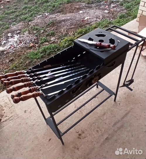 Комплект Мангал хит + 6 шампуров с дер ручкой