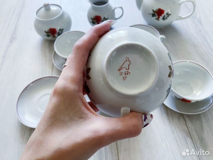 Чайный сервиз дулево розы фарфор