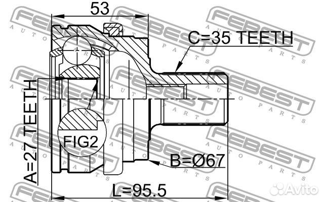 Шрус наружный 27x67x35 mercedes e 280