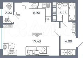 Квартира-студия, 34,7 м², 10/17 эт.