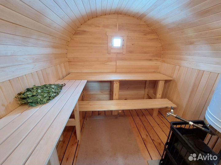 Баня бочка 6 м: парилка + помывочная + комната