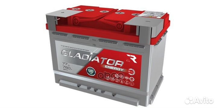 Аккумулятор gladiator Energy 77 Ah, 760 A, 276x