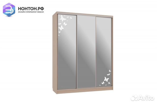 Шкаф-купе Бассо 4-600 бабочки дуб млечный