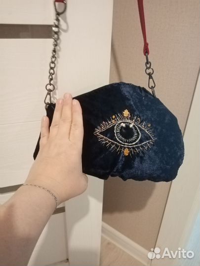 Сумка бархатная, с глазом. Ручная работа