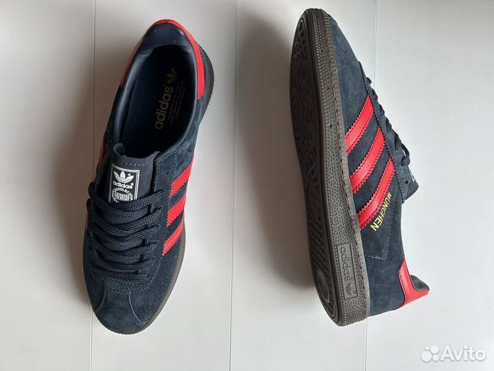 Кроссовки мужские adidas munchen navy red замш