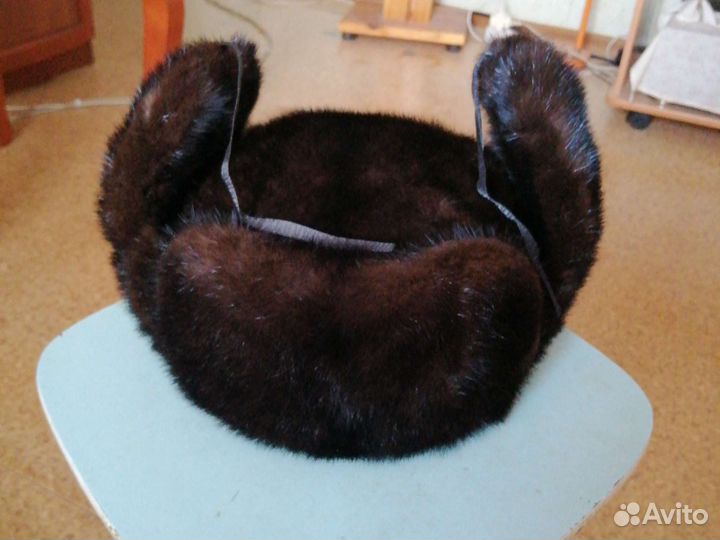 Мужская шапка ушанка норковая. Разм 56-58
