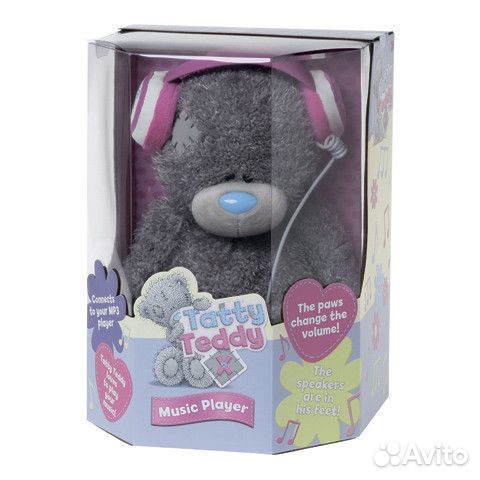 Музыкальная колонка Мишка Тедди в наушниках 34 см