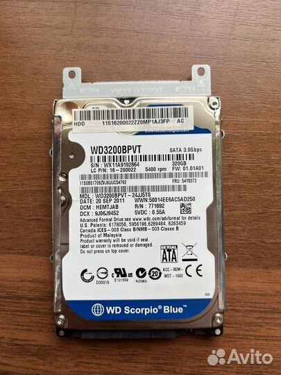 Жёсткий диск WD Scorpio Blue WD3200bpvt, 320Gb