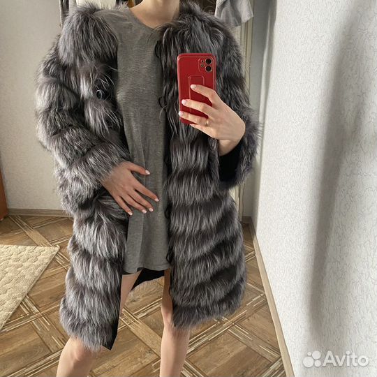 Шуба чернобурка