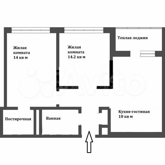 2-к. квартира, 65,2 м², 6/14 эт.