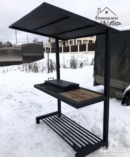 Мангал лофт с крышей