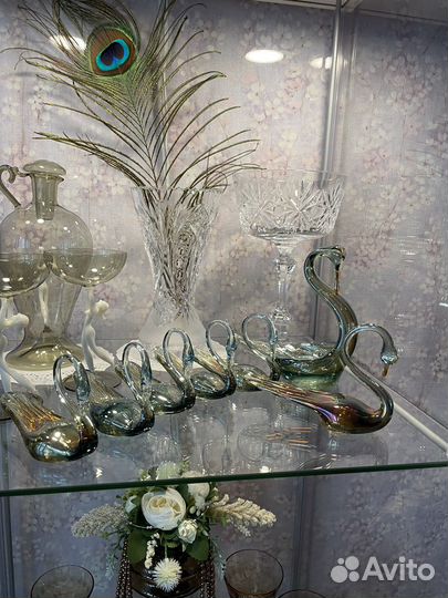 Лебеди стекло винтаж