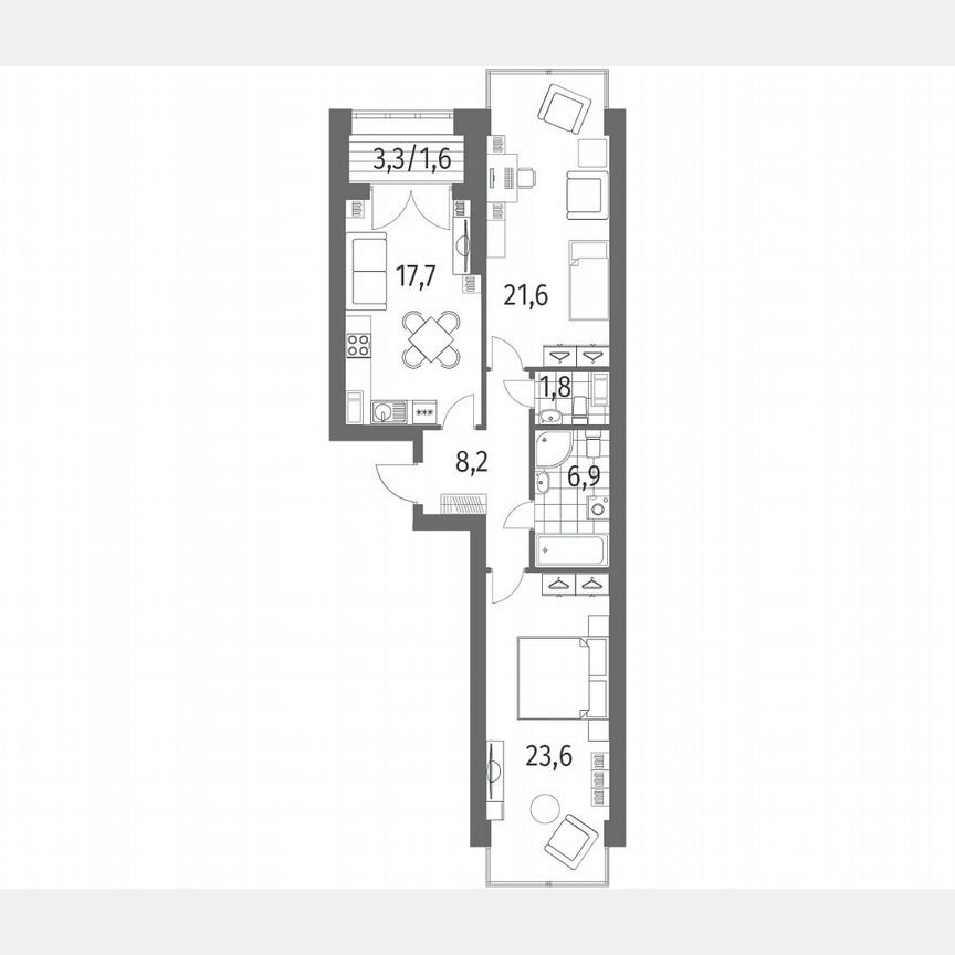 2-к. квартира, 81,5 м², 7/13 эт.