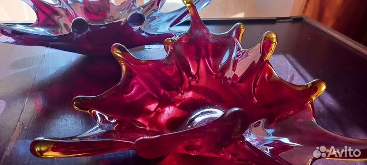 Ваза конфетница цветное стекло