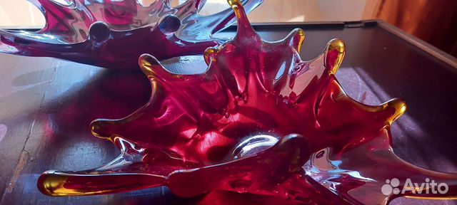 Ваза конфетница цветное стекло