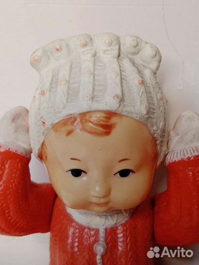 Кукла Девочка в красном костюме Целлулоид 25 см