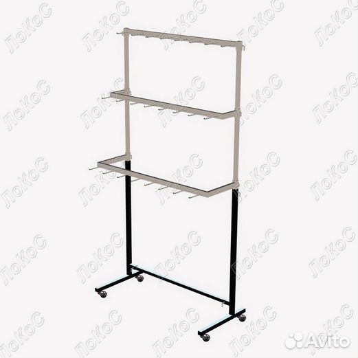 Вешало трехярусное с крючками L900мм H1700мм, ч