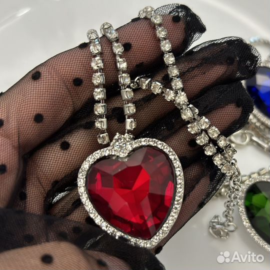 Брак Подвеска красное сердце под серебро