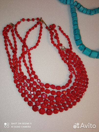 Коралловые бусы колье винтаж
