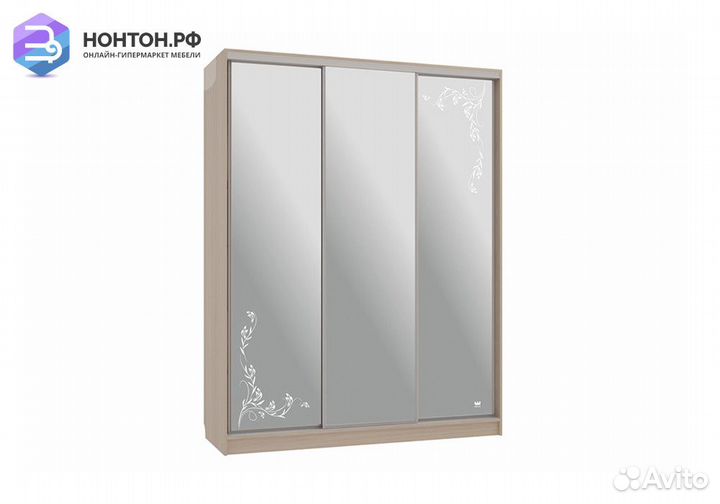 Шкаф-купе Бассо 4-600 цветы 2 дуб млечный