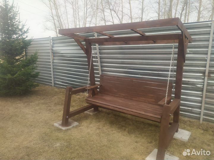 Качели садовые деревянные