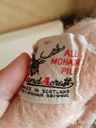 Большой мохеровый шарф палантин Шотландия винтаж