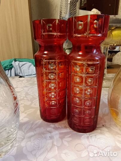 Вазы хрусталь СССР и цветное стекло чсср