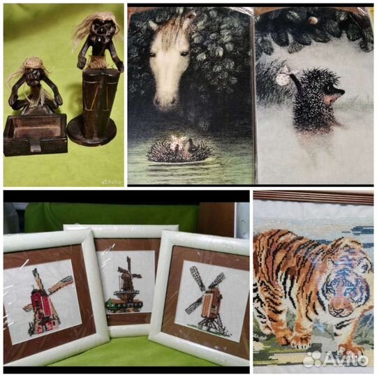 Подарки.Вышитые мельницы, фигурки Мексика,другое