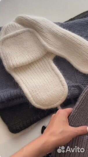 Шапка вязаная женская из пуха норки