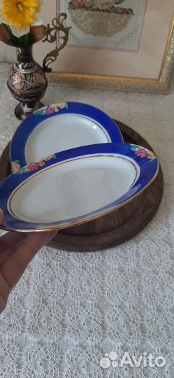 Тарелки редкие Дулево, синее крытье/ 6шт