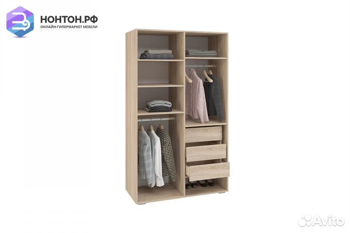 Шкаф двухстворчатый Норд дуб сонома / софт черный