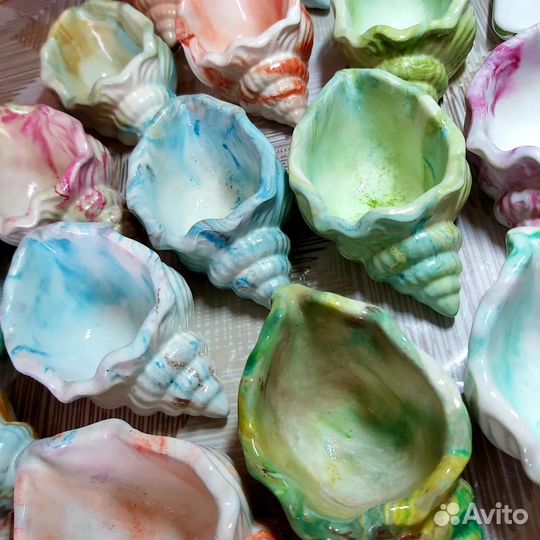 Гипсовые кашпо. Лилии/мешочки/ракушки