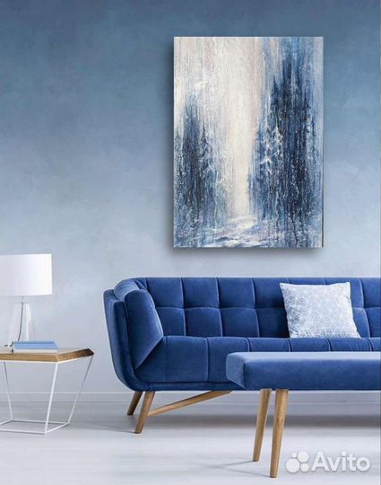 Картина текстурная зимний лес пейзаж абстракция