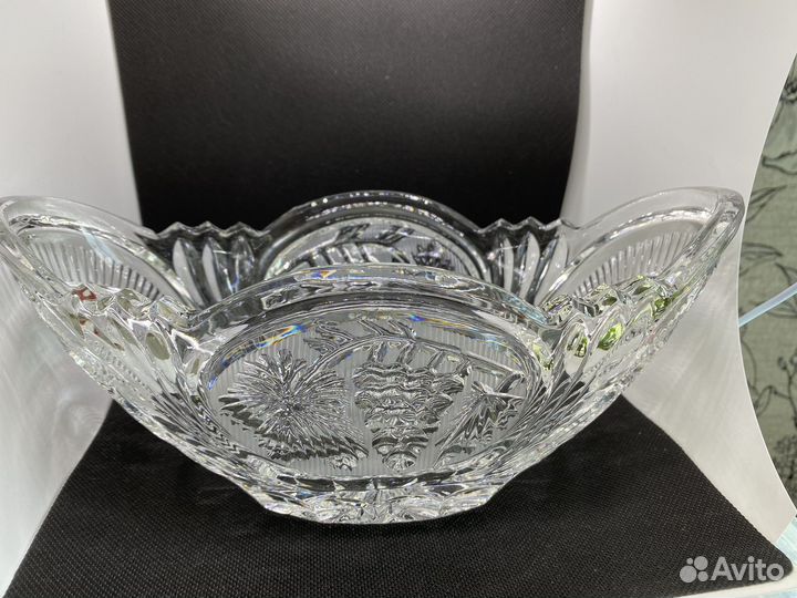 Хрустальная ваза ладья,салатник СССР