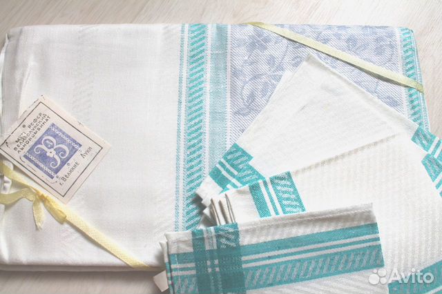Новый набор скатерть и 6 салфеток Лен СССР