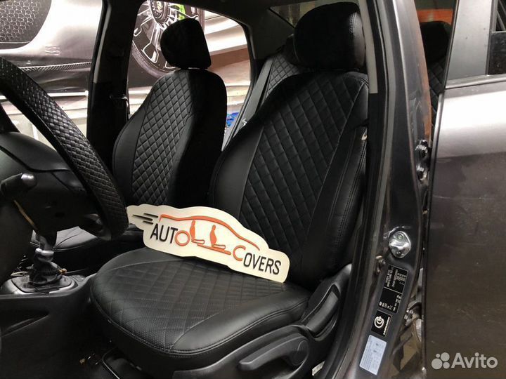 Чехлы на Киа Рио 3 Автопилот из Экокожи Ромб